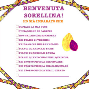 Benvenuta sorellina! Un libro per raccogliere i disegni del fratello maggiore.